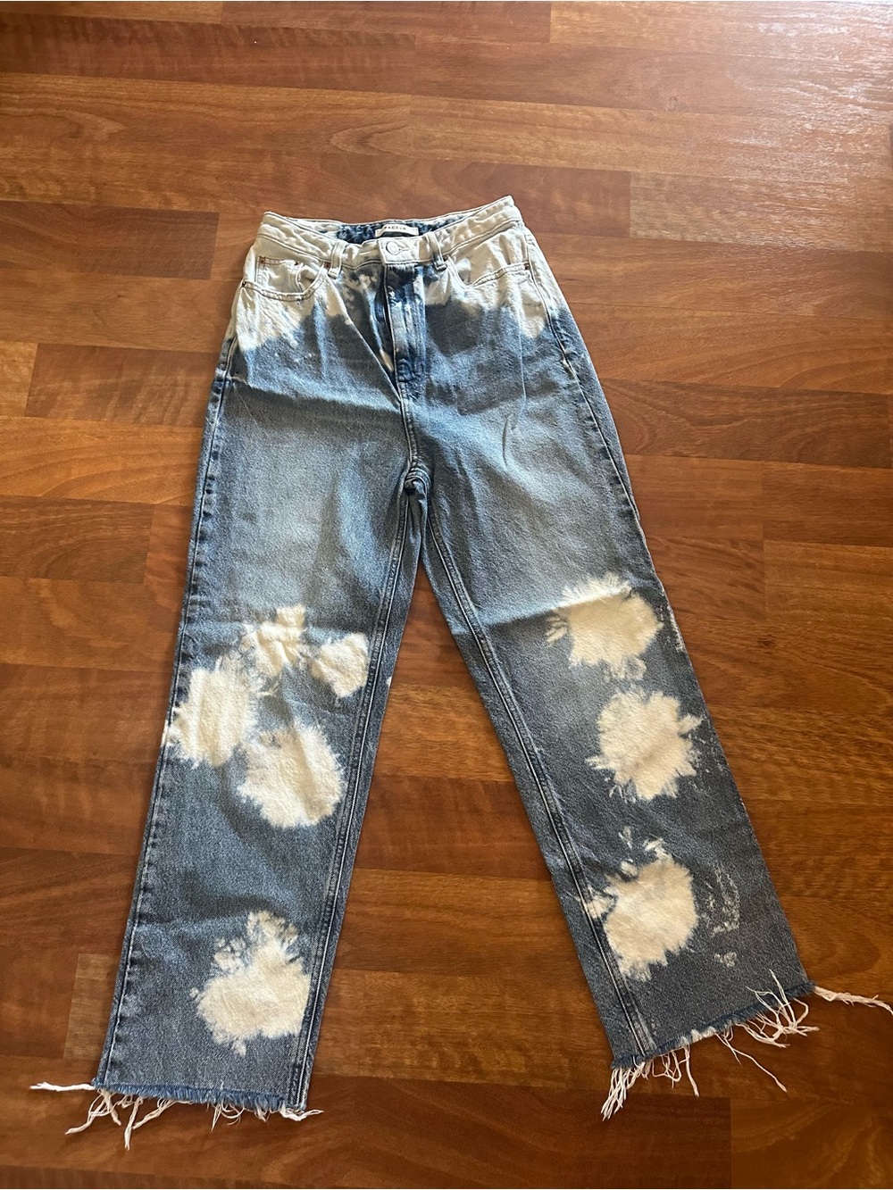 PacSun Bleached Patch Denim Jeans - Blue / White